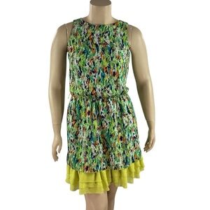 Shelby & Palmer Multicolor Ruffle Hem Dress Sleeveless Size 10